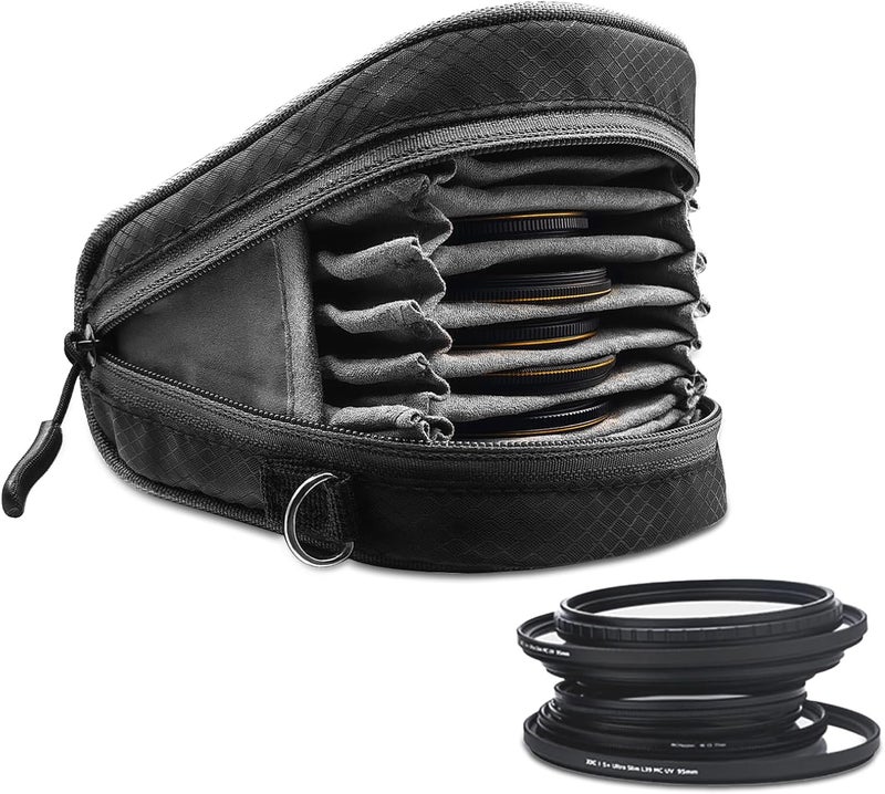 Lightdow Camera Filter Bag - Detachable 8-Slot Lens Carry Case with Belt Loop Pouch - Water-Resistant & Dustproof Design for 37mm-95mm Filters - Image 1